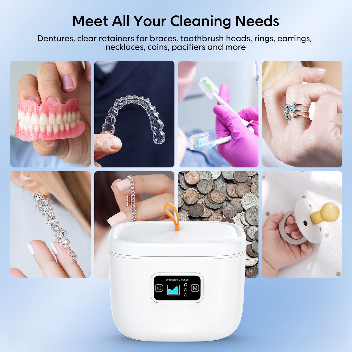 Household Ultrasonic Dentures Tooth Socket Watch Automatic Cleaning Machine Kitchen BlenderJuice.com CJ