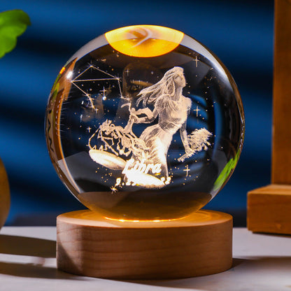 3D Constellation Crystal Ball Night Light Laser Engraved Home Decor DealSniper.net Tianqi Seat 6mm Crystal Ball Warm Light USB Base