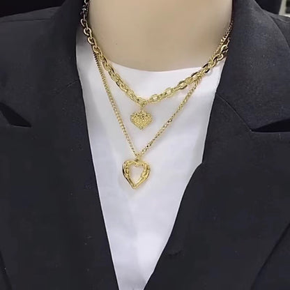 Titanium Steel Angel Wings Love Necklace Irregular Folds 2 Heart Love Jewelry Gym From House