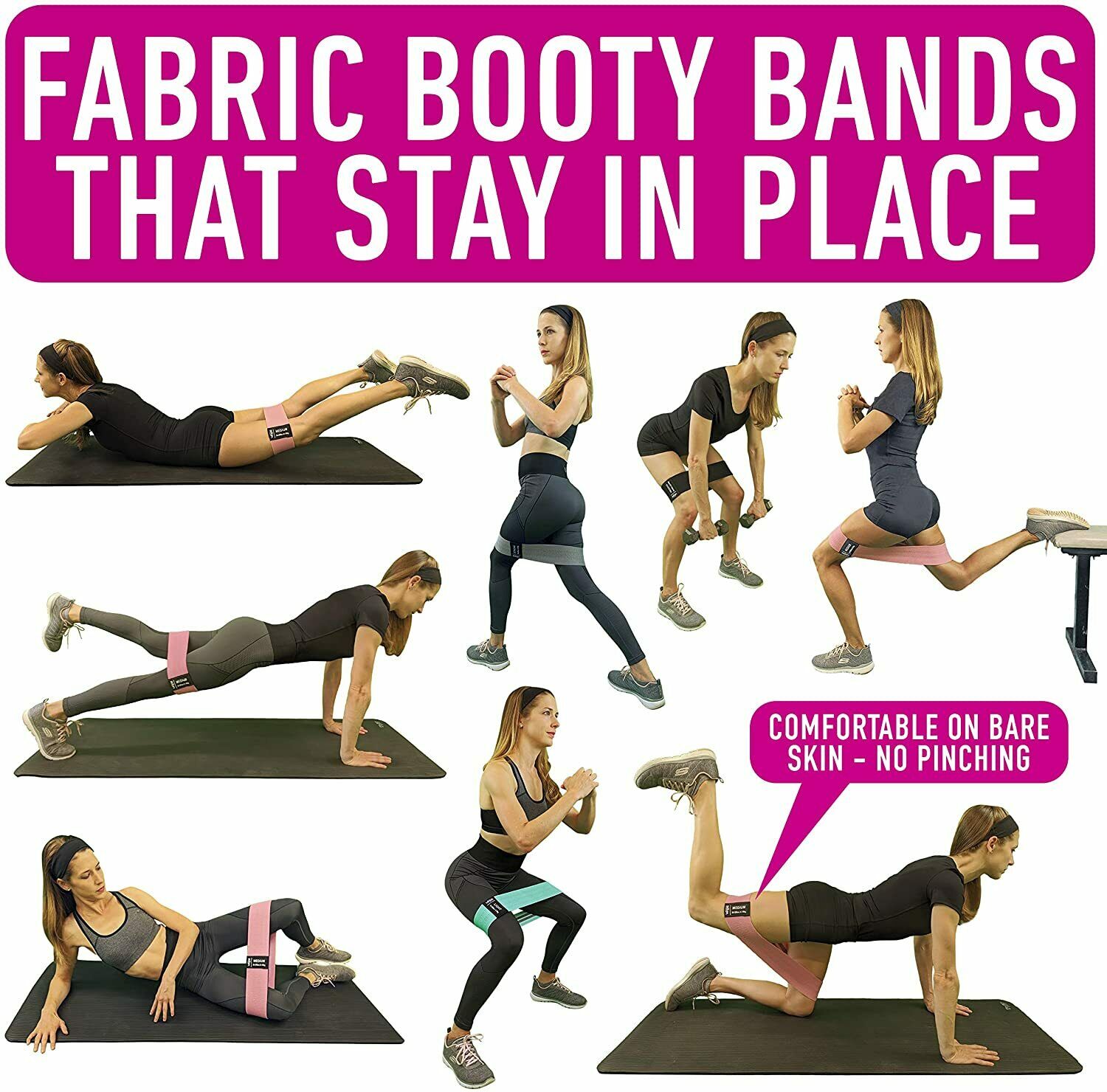 Workout Resistance Bands Loop Set Fitness Yoga Legs & Butt Workout Exercise Band Sports DealSniper.net