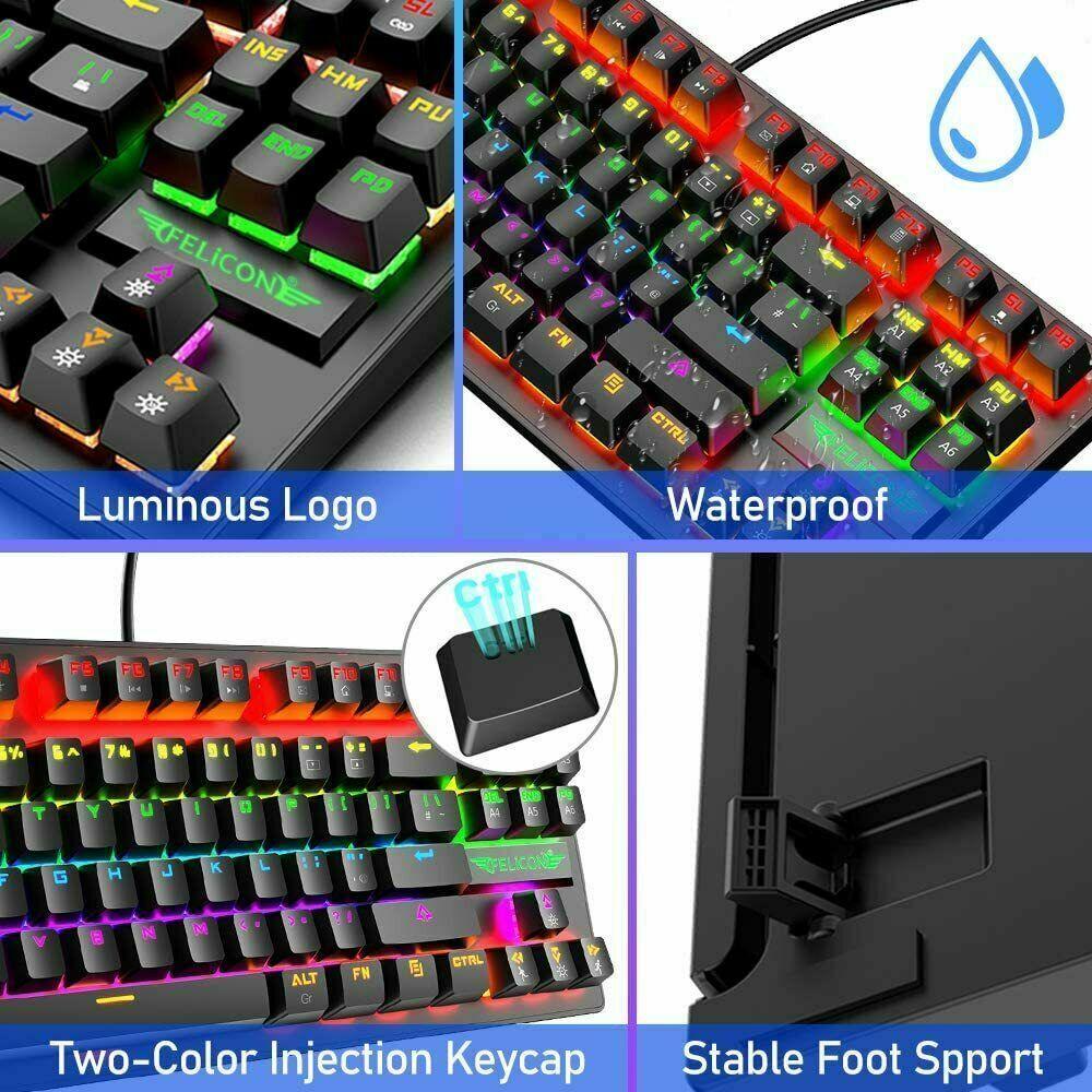 60Percent Mechanical Gaming Keyboard Type C LED Backlit Wired 88 Key For PC Laptop MAC Gadgets dealsniper-net