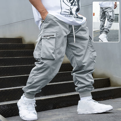 Multi-pocket Cargo Pants Men's Casual Hip-Hop Drawstring Men Gym From House