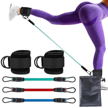 Ankle Strap Resistance Bands Hip Leg Strength Pull Rope Fitness Sports DealSniper.net Green Red Blue Black Buckle