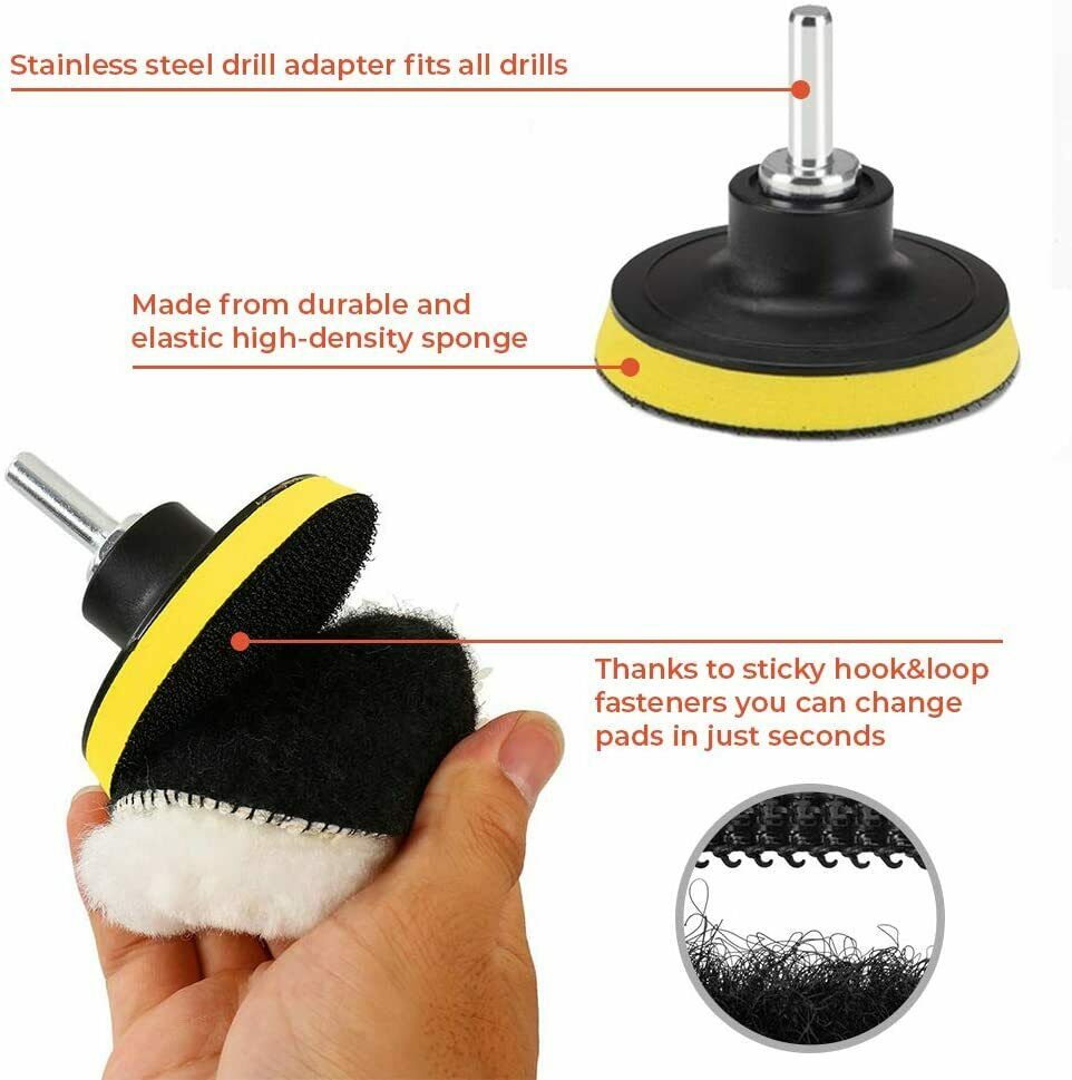 Car Buffing Pads Sponge Kit Polishing Set Bonnet Waxing Foam Seal Tool for Drill Vehicle dealsniper-net