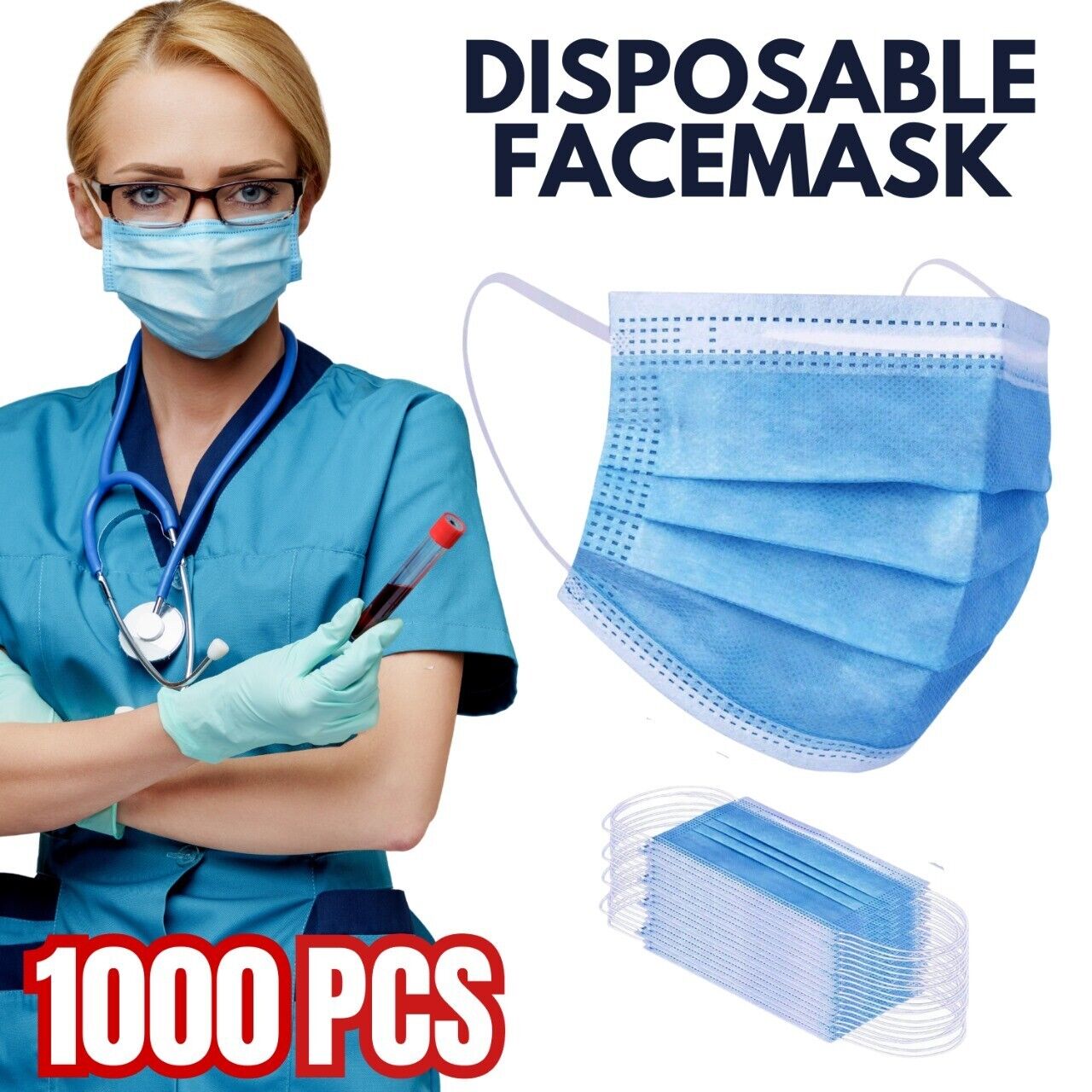 1000 Pcs Disposable Face Mask Non Medical Surgical 3-Ply Health dealsniper-net