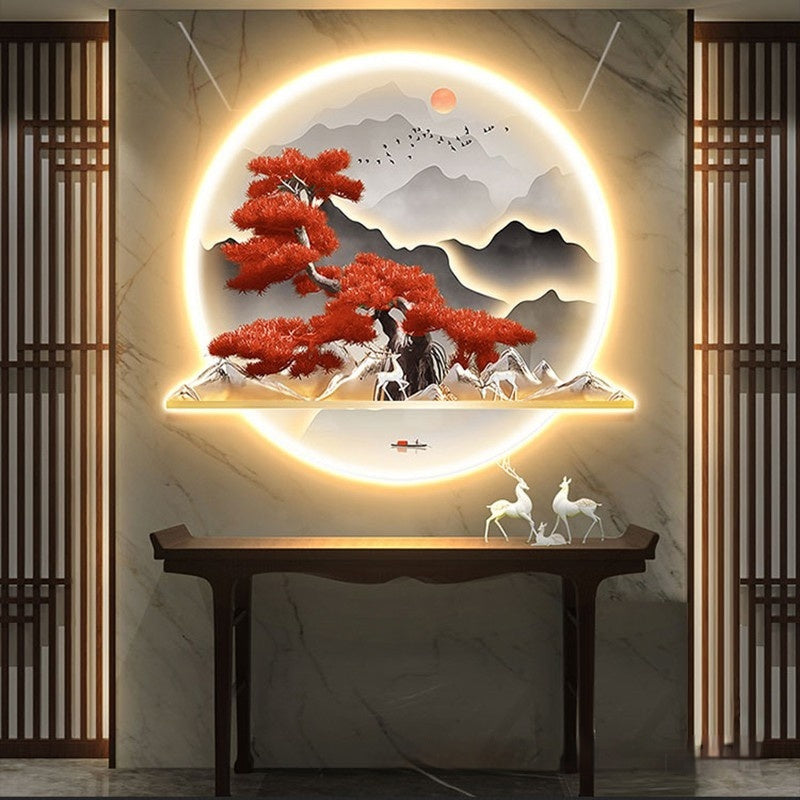 Household Entrance Painting New Chinese Landscape Home Decor DealSniper.net C 50X55CM 220V US Straight Plus