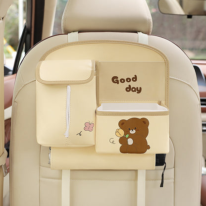 Multifunctional Car Storage Bag Cute Cartoon Vehicle dealsniper-net Cute Bear Beige