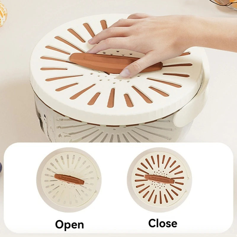 Fruit Drain Basket With Lid Vegetable Washing Bowl