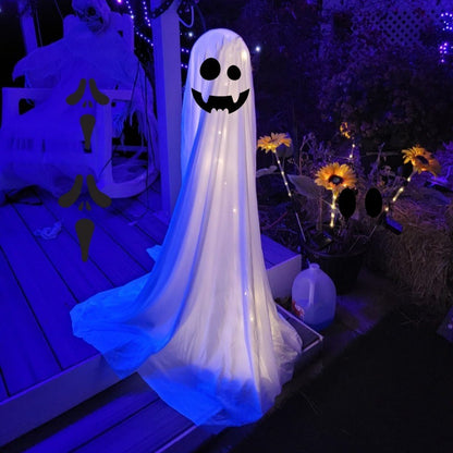 Ghost Halloween Decorations In The Front Porch Courtyard