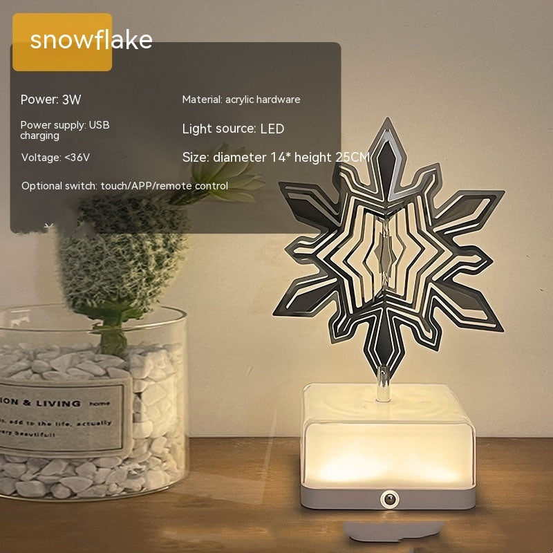 Creative Three-dimensional Rotating Ambience Light Bedroom Home Decor Gym From House 16 Mobile Phone Snowflake USB