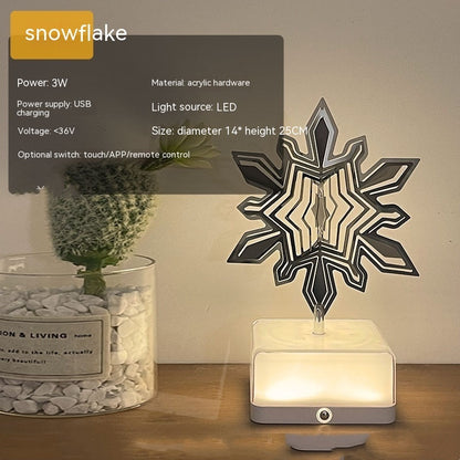 Creative Three-dimensional Rotating Ambience Light Bedroom Home Decor Gym From House 16 Mobile Phone Snowflake USB
