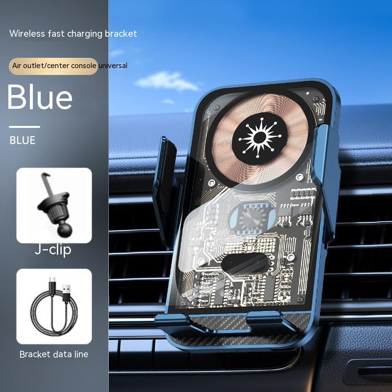 Wireless Charger Automatic Induction Air Outlet Car Phone Holder Vehicle Gym From House Blue