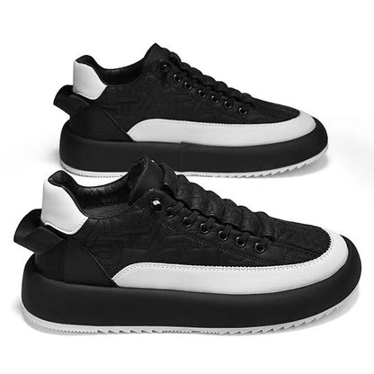 Trendy Color-blocked Sports Shoes Casual Lace Up Sneakers Men Gym From House Black White Size39