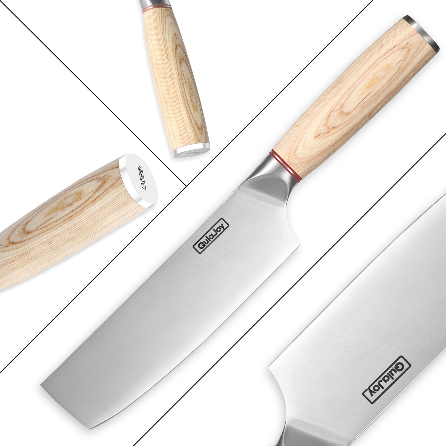 Qulajoy Vegetable Cleaver - Japanese Cleaver Chopping Knife High Carbon Stainless Steel Knives With Wooden Handle Kitchen dealsniper-net