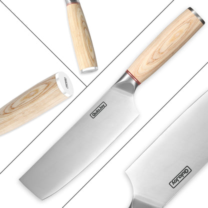 Qulajoy Vegetable Cleaver - Japanese Cleaver Chopping Knife High Carbon Stainless Steel Knives With Wooden Handle Kitchen dealsniper-net