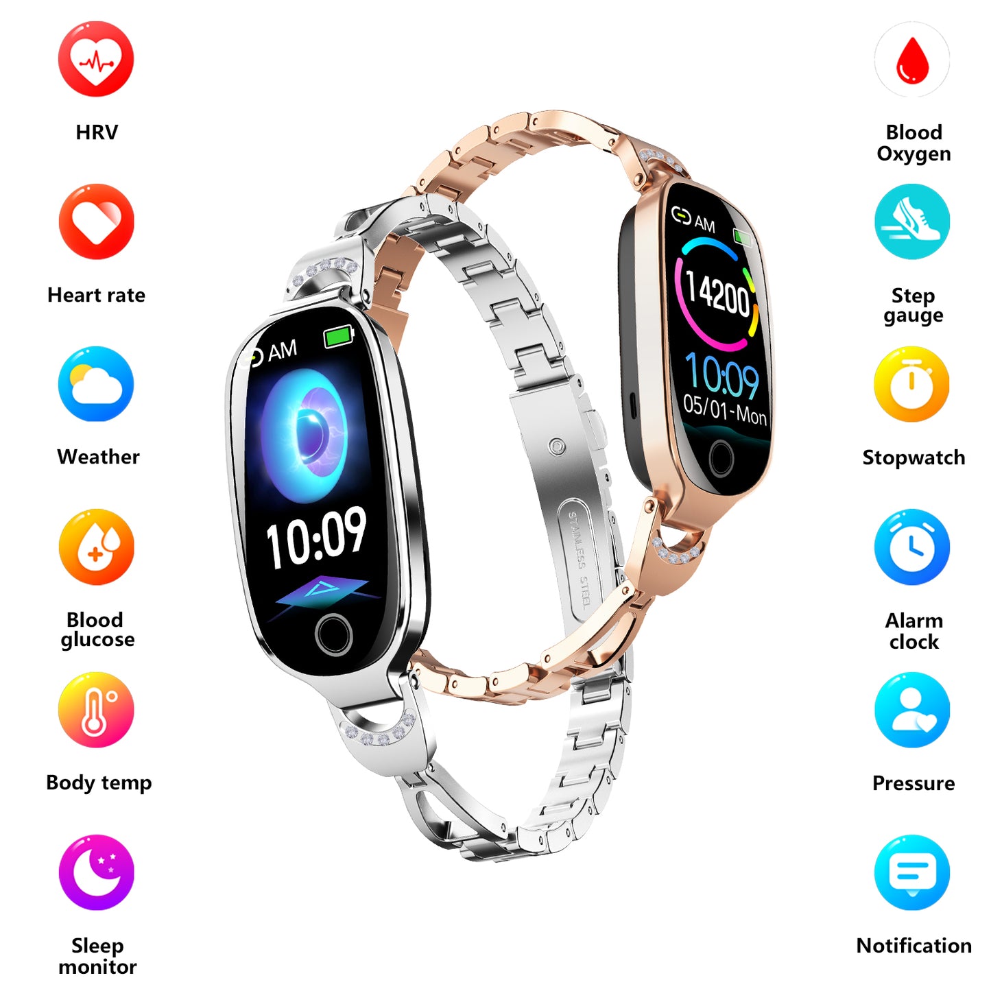 Gold Smartwatch For Women Compatible For Android & IOS Jewelry dealsniper-net
