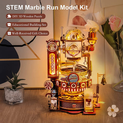 Robotime ROKR Marble Chocolate Factory 3D Wooden Puzzle Games Assembly Model Building Toys For Children Kids Birthday Gift Kids dealsniper-net