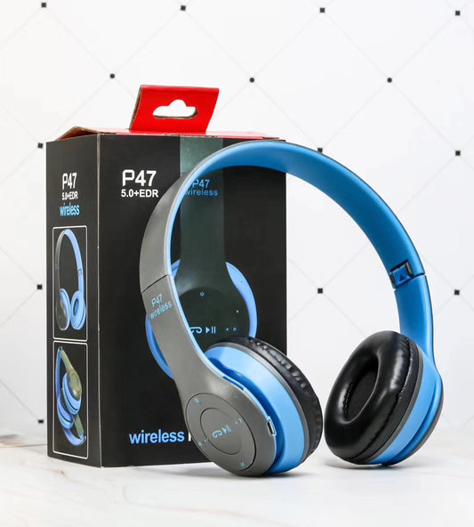 Wireless Headset Foldable Stereo Bass Bluetooth Headphones Gadgets dealsniper-net Blue