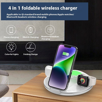 Folding Three-in-one Wireless Charger Vertical Desktop Phone Holder Electronics DealSniper.net