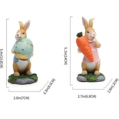 Rabbit Ornaments, Eggs, Carrot Branches, Crafts, Statues