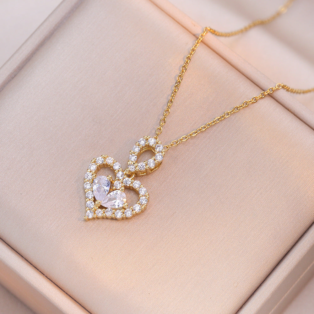 Exquisite Luxury Rhinestone Crystal Heart Pendants Necklaces Jewelry dealsniper-net X1387 White Heart Necklace