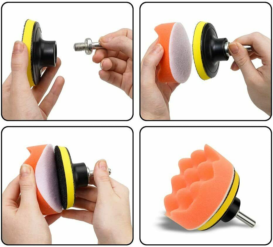 Car Buffing Pads Sponge Kit Polishing Set Bonnet Waxing Foam Seal Tool for Drill Vehicle dealsniper-net