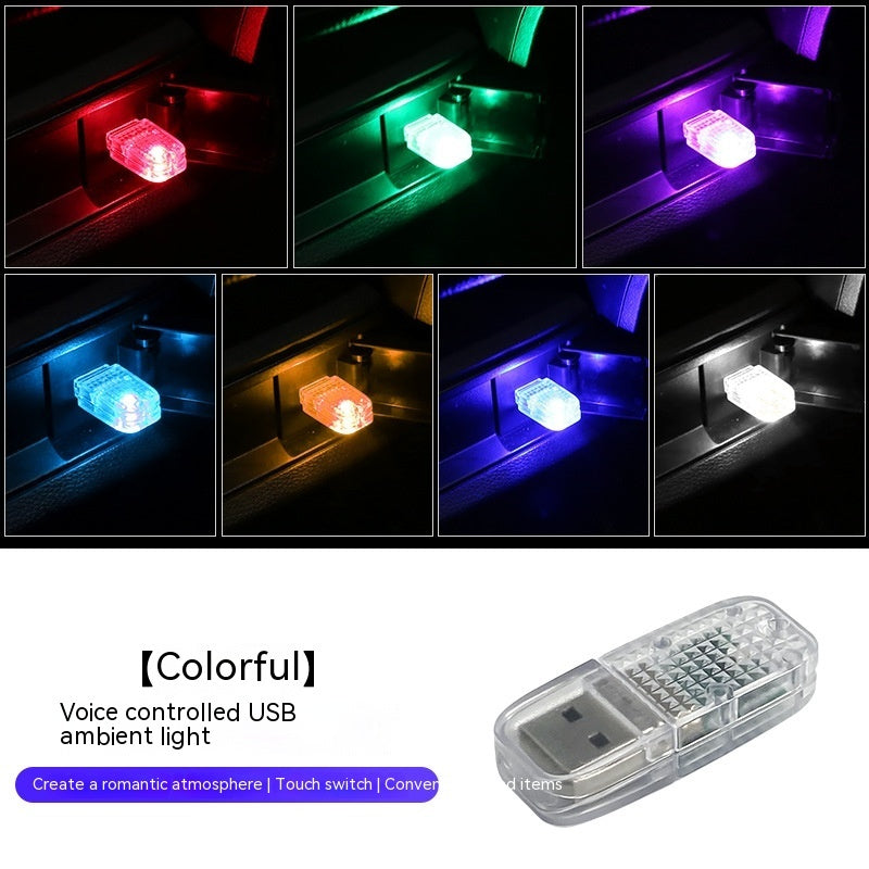 Atmosphere Car USB Light Multi-function Vehicle dealsniper-net Colorful RGB Voice Control