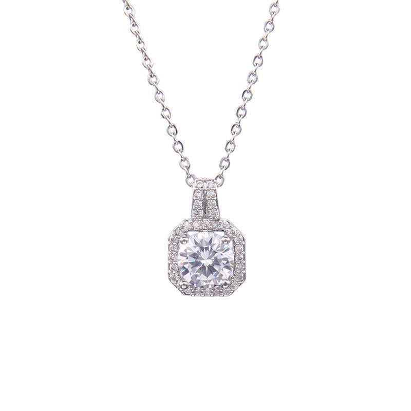 Cross-Border New Product Perfume Bottle Zircon Pendant Clavicle Chain Jewelry Gym From House Silver stainless steeled chain