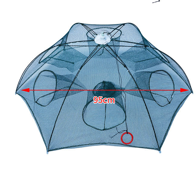 Strengthened 4-20 Holes Automatic Fishing Net Shrimp Cage Nylon Outdoor dealsniper-net 6 Sides 6 Holes