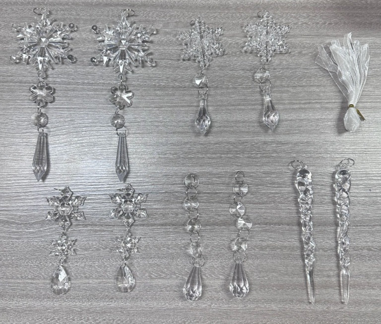 10 pcs Christmas Tree Hanging Pendants Acrylic Ice Strip Snow Holidays DealSniper.net Suit 10 Transparent Ice Cones