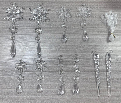 10 pcs Christmas Tree Hanging Pendants Acrylic Ice Strip Snow Holidays DealSniper.net Suit 10 Transparent Ice Cones