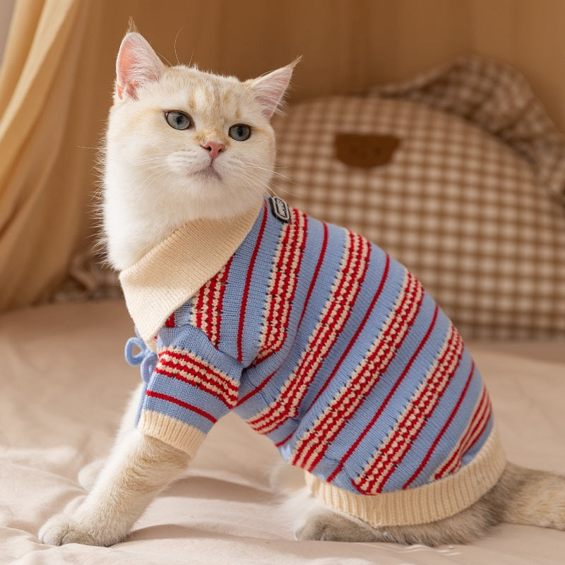 Cat Sweaters Cold Weather Dog Striped Pullover Pets dealsniper-net