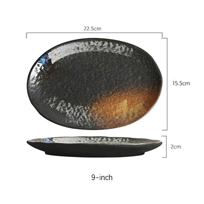 Large Ceramic Rice Kitchen Household Flat Oval Large Plate Kitchen DealSniper.net Jiyun Danshaped plate 9inches