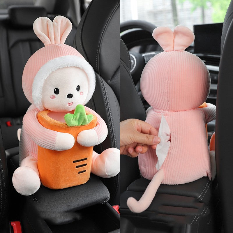 Creative Car Tissue Box Trash Can Two-in-one Vehicle dealsniper-net Carrot rabbit