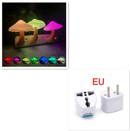 LED Night Light Mushroom Wall Socket Lamp EU US Plug Warm White Home dealsniper-net Mushroom EU Colorful