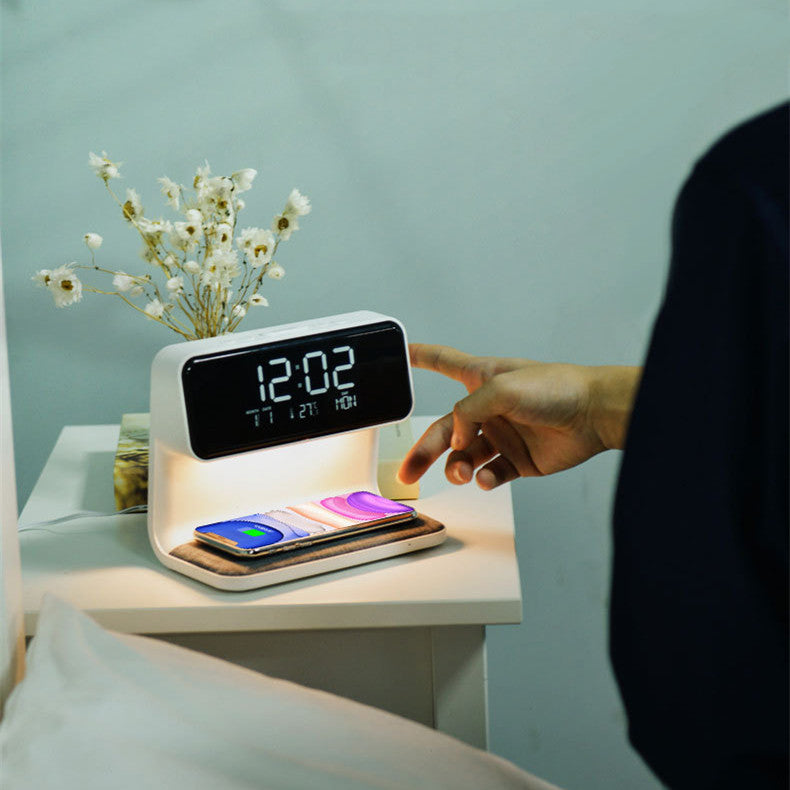 Creative 3 In 1 Bedside Lamp Wireless Charging LCD Screen Alarm Clock Gadgets dealsniper-net