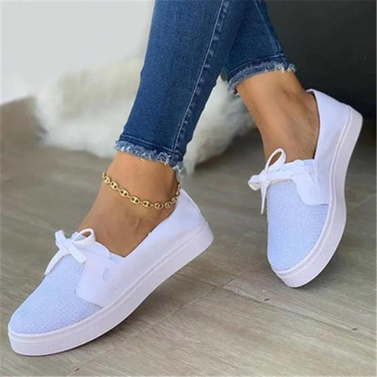 Lace-up Canvas Flat Shoes Women White Flats Sneakers Women dealsniper-net White Size36