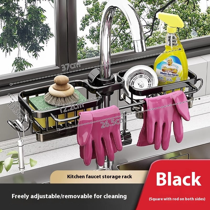 Kitchen Space Aluminum Sink Faucet Storage Rack Dishwasher Kitchen DealSniper.net