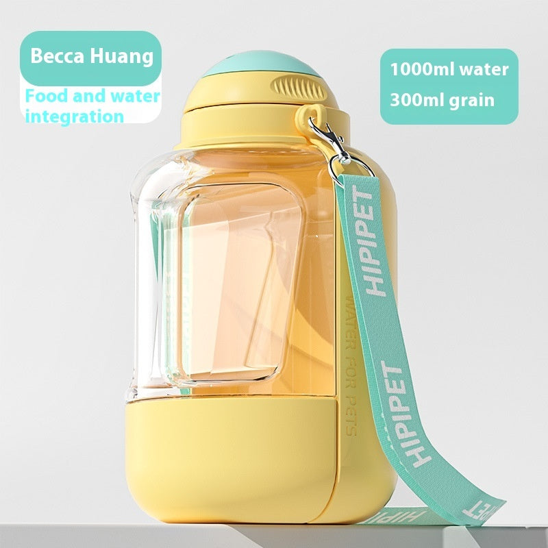 2 In 1 Dog Large Capacity Pets Out Drinking Dispenser Pets DealSniper.net Yellow 1000ml 300g