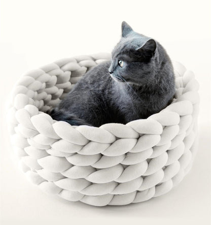 Coarse Wool Hand-woven Pet Nest Washable Solid Color