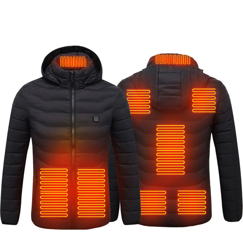 New Heated Jacket Coat USB Electric Jacket Cotton Coat Heater Men Electronics Office Black Zone8 2XL