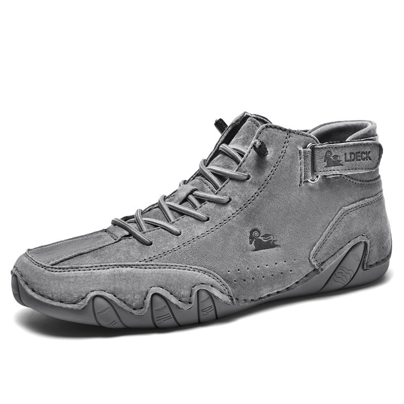 Men's High Top Cotton Shoes Casual Fleece Thickening Men DealSniper.net Grey 35 Top layer leather