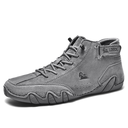 Men's High Top Cotton Shoes Casual Fleece Thickening Men DealSniper.net Grey 35 Top layer leather