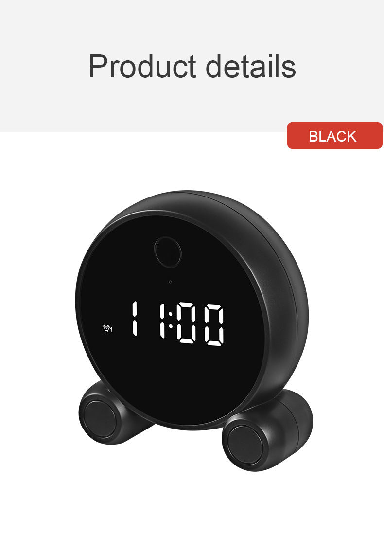 Wifi Alarm Clock Camera HD 1080P Night Vision Motion Detection House dealsniper-net Black