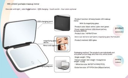 Portable Led Make-up Mirror Luminous Mirror Double-sided Beauty DealSniper.net