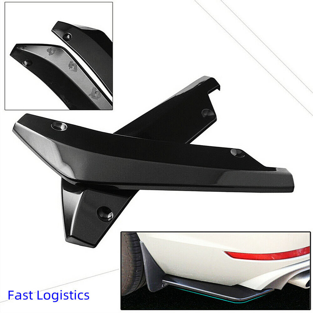 Pair Car Universal Black Rear Bumper Lip Diffuser Splitter Canard Protector US Vehicle dealsniper-net