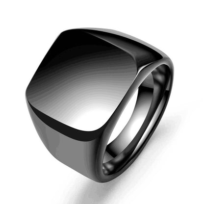 Vintage Stainless Steel Plain Face Ring Rings Jewelry Party Gift Jewelry dealsniper-net Black NO.10