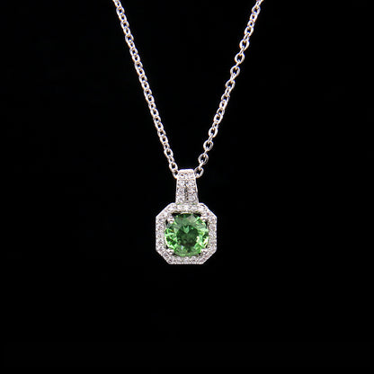 Cross-Border New Product Perfume Bottle Zircon Pendant Clavicle Chain Jewelry Gym From House Apple green square diamond