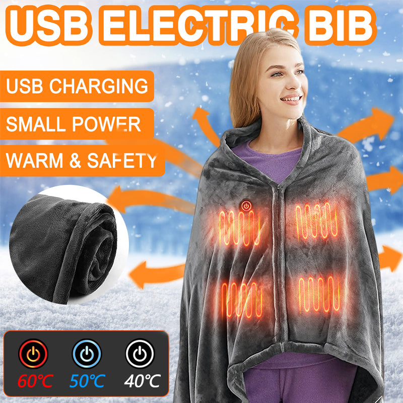 Winter Flannel Heated Blanket Cold Protection Body Warmer Usb Heated Warm Shawl Electric Heated Plush Blanket Women dealsniper-net