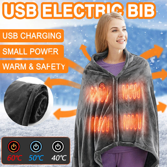 Winter Flannel Heated Blanket Cold Protection Body Warmer Usb Heated Warm Shawl Electric Heated Plush Blanket Women dealsniper-net